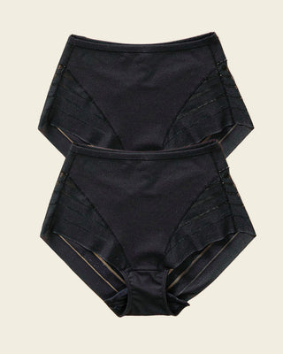 2-Pack Stripe Undetectable Lace Classic Shaper Panties#color_s04-black