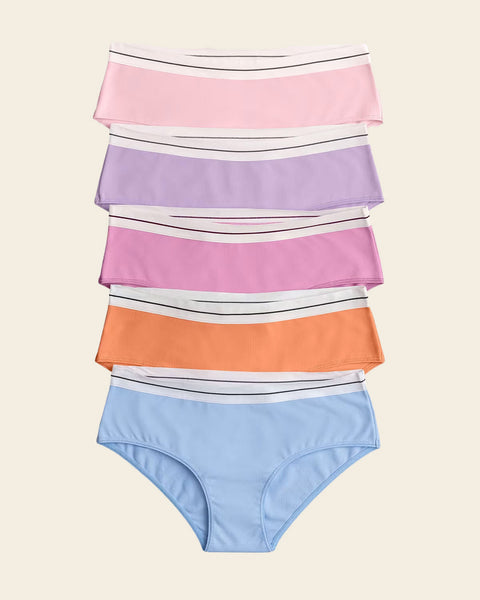 5-Pack Cotton Blend Hipster Panties#color_s10-orange-magenta-pink-blue-lilac