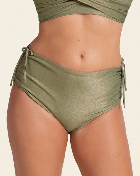High-Waisted Slimming Bikini Bottom with Adjustable Sides