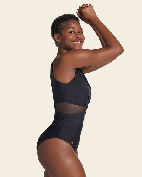 Asymmetrical Slimming Compression One Piece Swimsuit