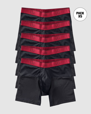 5-Pack High-Tech Mesh Boxer Briefs with Ergonomic Pouches#color_b15-black-with-red-elastic