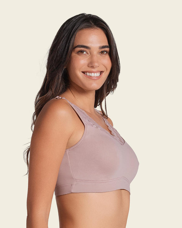 Mastectomy pocketed lace trim wireless bra