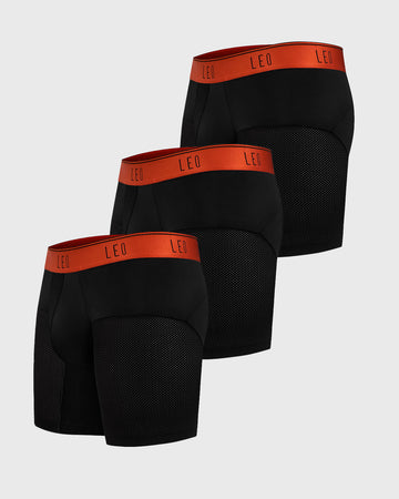 High-Tech Mesh Boxer Brief with Ergonomic Pouch#color_712-black-with-orange-elastic