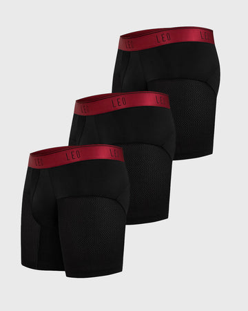 High-Tech Mesh Boxer Brief with Ergonomic Pouch#color_b15-black-with-red-elastic
