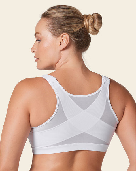 Stage 1 post-surgical wireless bra with front closure#color_000-white