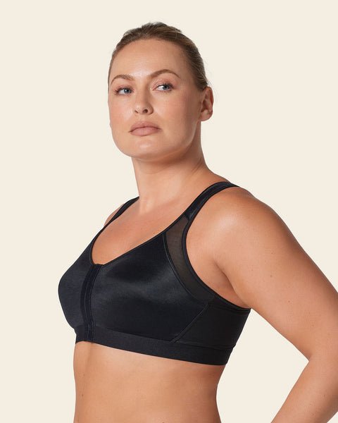 Stage 1 post-surgical wireless bra with front closure#color_700-black