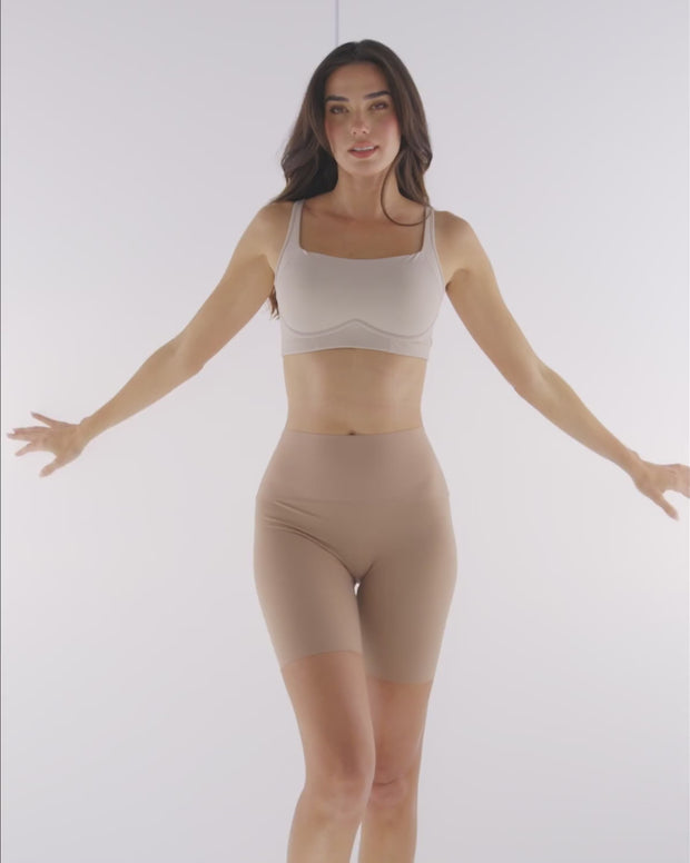 Stay-in-place seamless slip short
