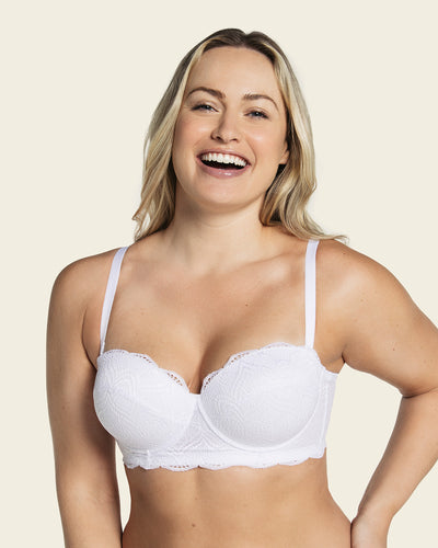 Convertible balconette lace push up bra#color_000-white