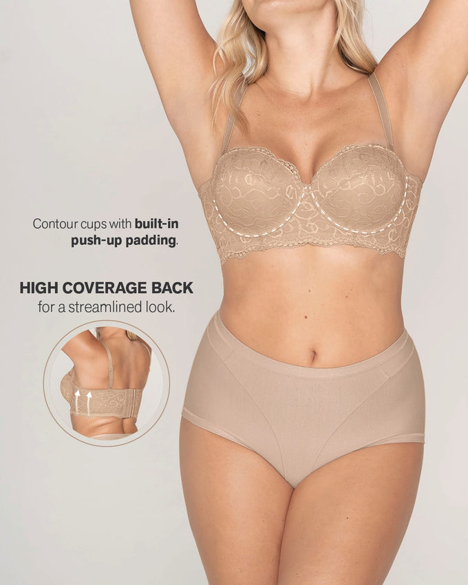 Convertible balconette lace push up bra#color_802-nude