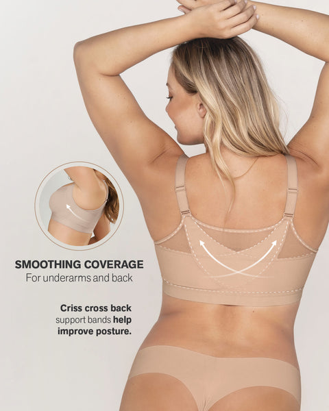 Front Closure Posture Corrector Full Coverage Bra - Wireless Back Support  Bras for Women