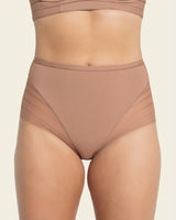 Lace stripe undetectable classic shaper panty#color_857-brown