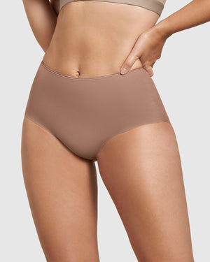 Eco-friendly classic high-waisted shaper panty#color_857-brown