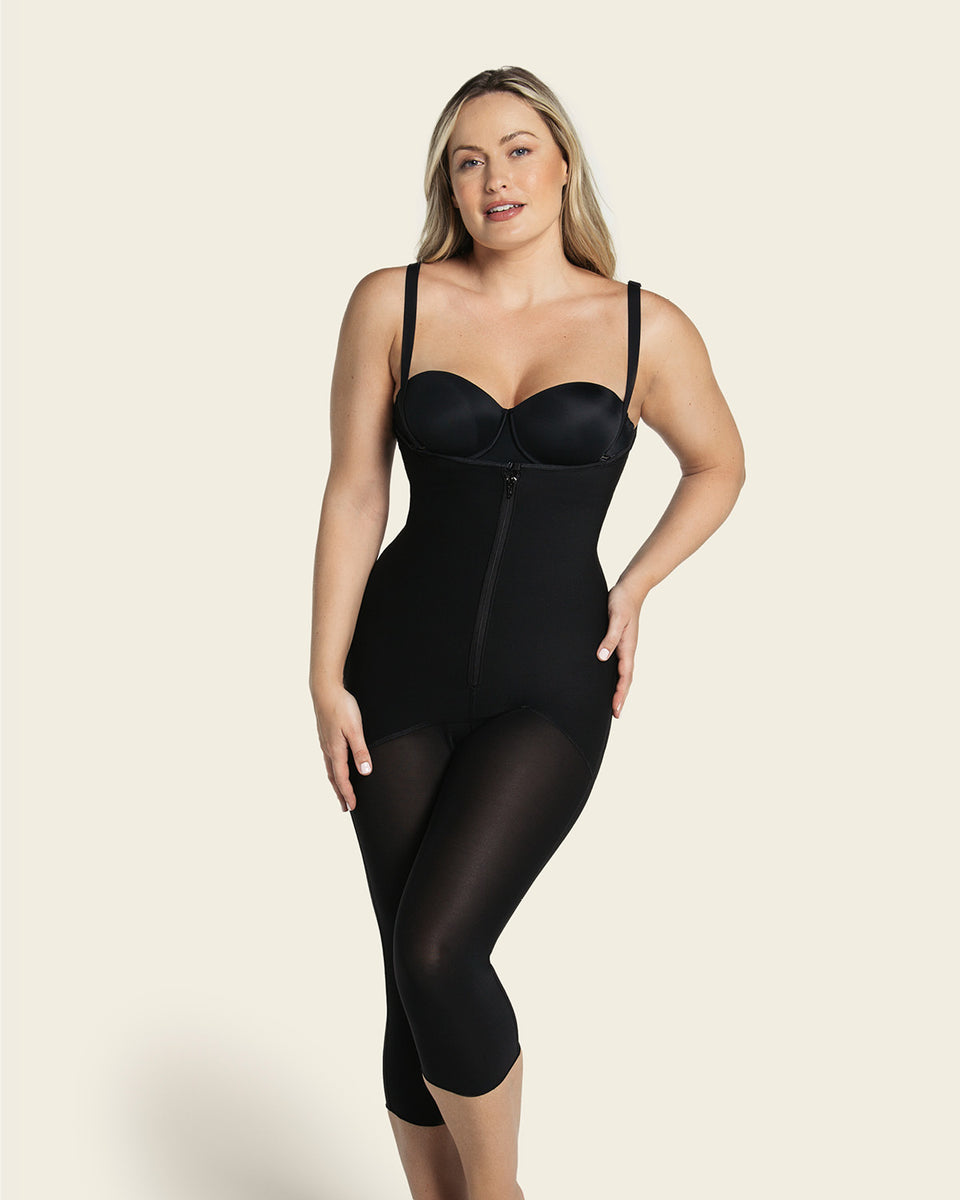 Hook-and-zip mid-calf sculpting body shaper