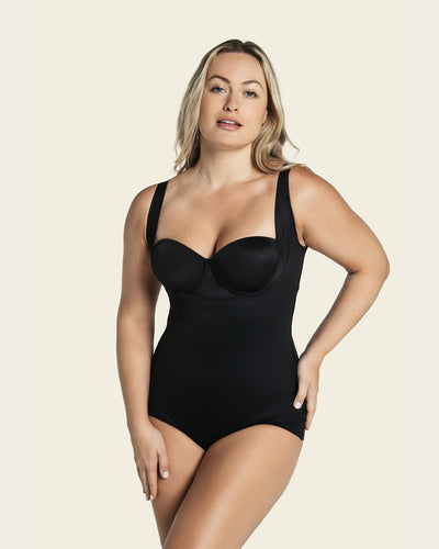 Plunge back classic sculpting body shaper#color_700-black