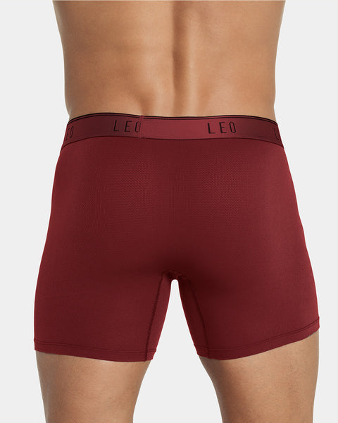 Mid-length boxer brief with ergonomic design#color_174-wine