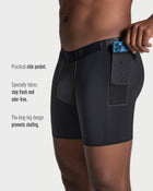 Long athletic boxer brief with side pocket