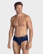 Microfiber brief with frontal ergonomic design