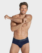 Microfiber brief with frontal ergonomic design