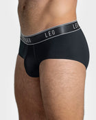 Microfiber brief with frontal ergonomic design