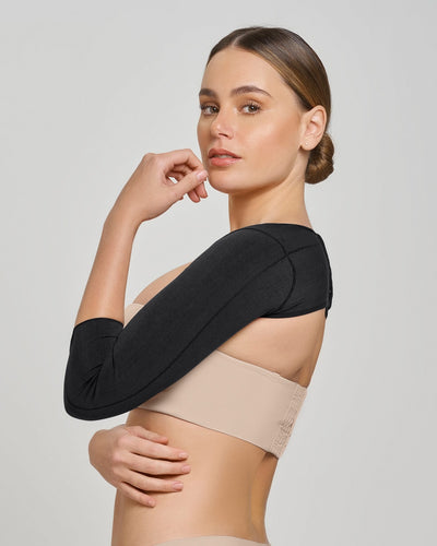 Stage 1 post-surgical long sleeve arm shaper with back closure#color_700-black