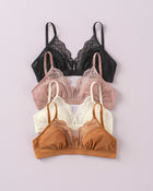 Triangle lace bralette with sheer buttonhole detail