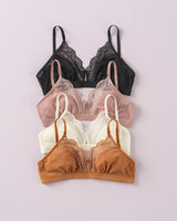 Triangle lace bralette with sheer buttonhole detail#color_253-ivory