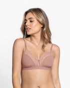 Triangle lace bralette with sheer buttonhole detail
