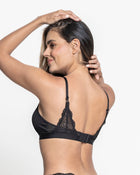 Triangle lace bralette with sheer buttonhole detail