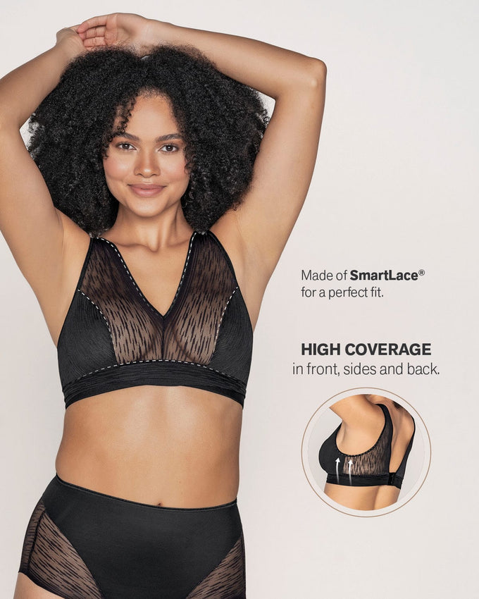 The florence: sheer stripe lace unlined wireless bralette#color_700-black