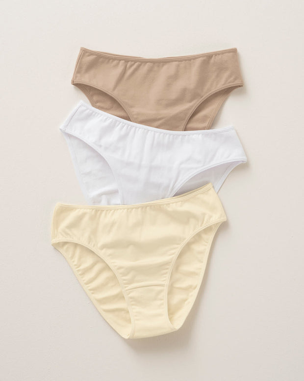 3-Pack cotton brief panties with tummy coverage