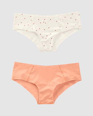 2-Pack seamless hipster panties with decorative contrast stitching#color_s03-dot-print-tangerine