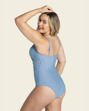 Slimming one-piece swimsuit with criss-cross top#color_512-light-blue