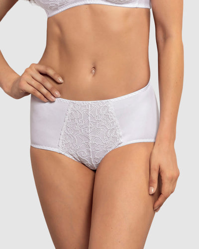 Mid-rise lace detail classic smoothing panty#color_000-white