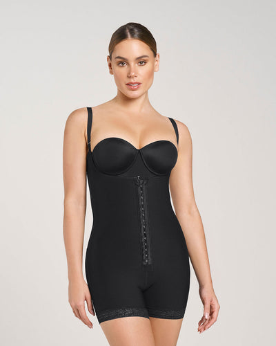 Stage 1 post-surgical short girdle with front hook-and-eye closure#color_700-black