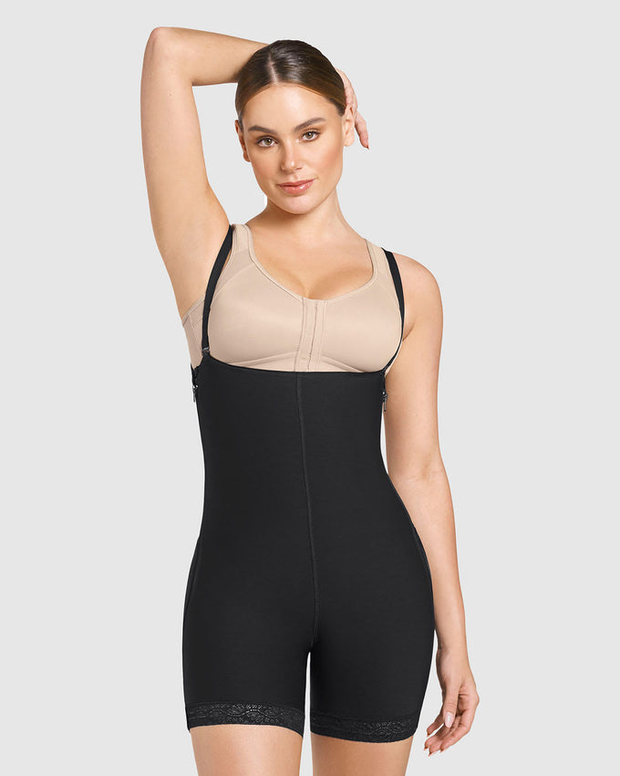 Stage 1 post-surgical short bottom girdle with side zippers#color_700-black