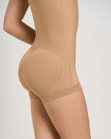 Stage 1 post-surgical boyshort girdle with front hook-and-zip closure#color_880-natural-tan